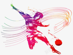 运动动感背景装饰彩色踢足球的少年高清图片