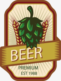 绿麦芽和啤酒麦芽比利时啤酒花矢量图图标高清图片