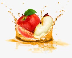 苹果上的水花水果与果汁高清图片
