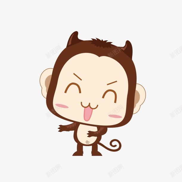 微笑小猴子卡通png免抠素材_新图网 https://ixintu.com 卡通 图案 微笑 水彩 猴子