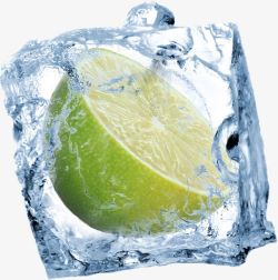 清爽柠檬创意冰块水果高清图片