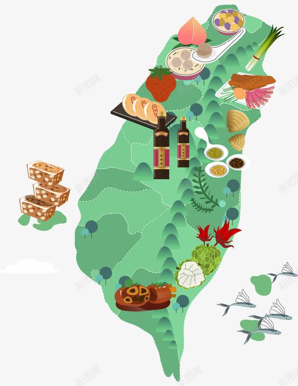 台湾旅行地图png免抠素材_新图网 https://ixintu.com 中华人民共和国省级行政区 中国台湾地图 中国台湾省 中国台湾美食地图 台湾 台湾地图 台湾美食 美食地图