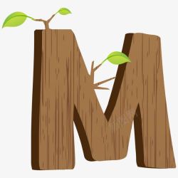 创意木制英文字母M素材