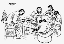 卡通人物简笔画图片农家乐包饺子高清图片