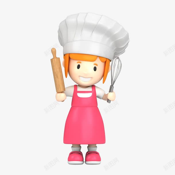 戴着帽子的厨师女孩png免抠素材_新图网 https://ixintu.com C4D 三维 儿童 卡通 厨师 可爱 女孩 立体 面点师