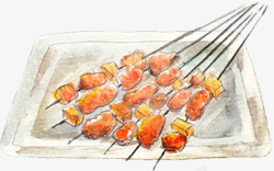 新疆烧烤新疆风味羊肉串手绘草图高清图片