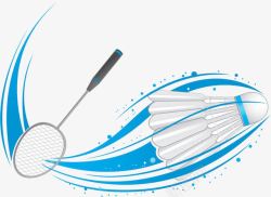 蓝色运动服手绘羽毛球运动高清图片