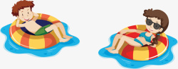 拿站游泳圈的人夏季海岛游泳圈的人矢量图高清图片