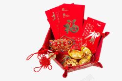 中国结红包篮子中的过年高清图片