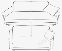 简单现代沙发简笔画素材