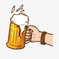啤酒泡沫干杯啤酒卡通插画高清图片