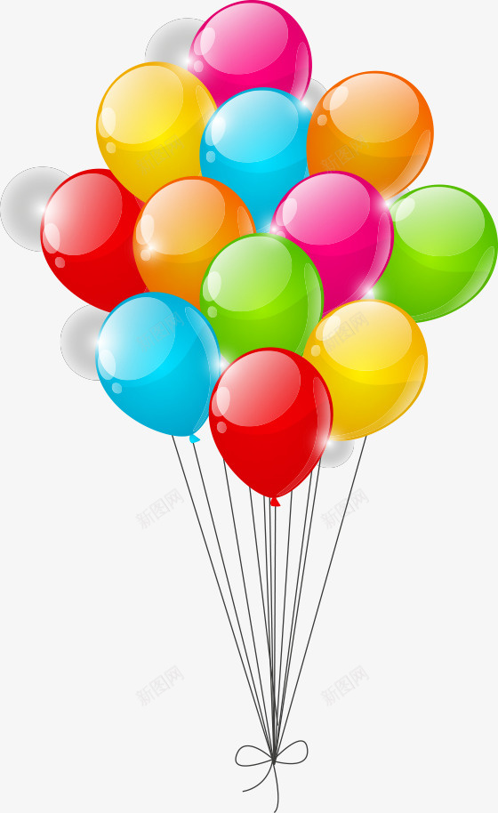彩色气球png免抠素材_新图网 https://ixintu.com 卡通气球 彩色气球 气球 气球墙 矢量气球