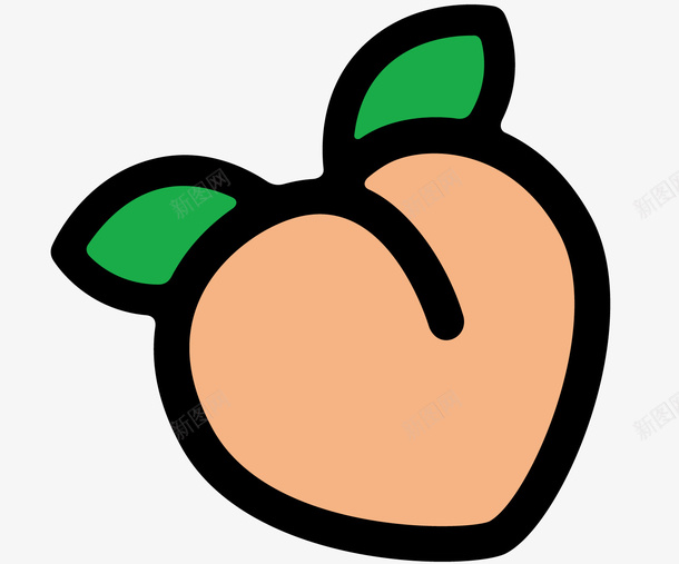 一个可爱的桃子矢量图ai免抠素材_新图网 https://ixintu.com 卡通 可爱 叶子 水果 水果蔬菜 绿色 黄粉色果肉 矢量图