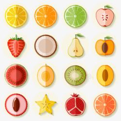 苹果橘子机水果切面图标高清图片