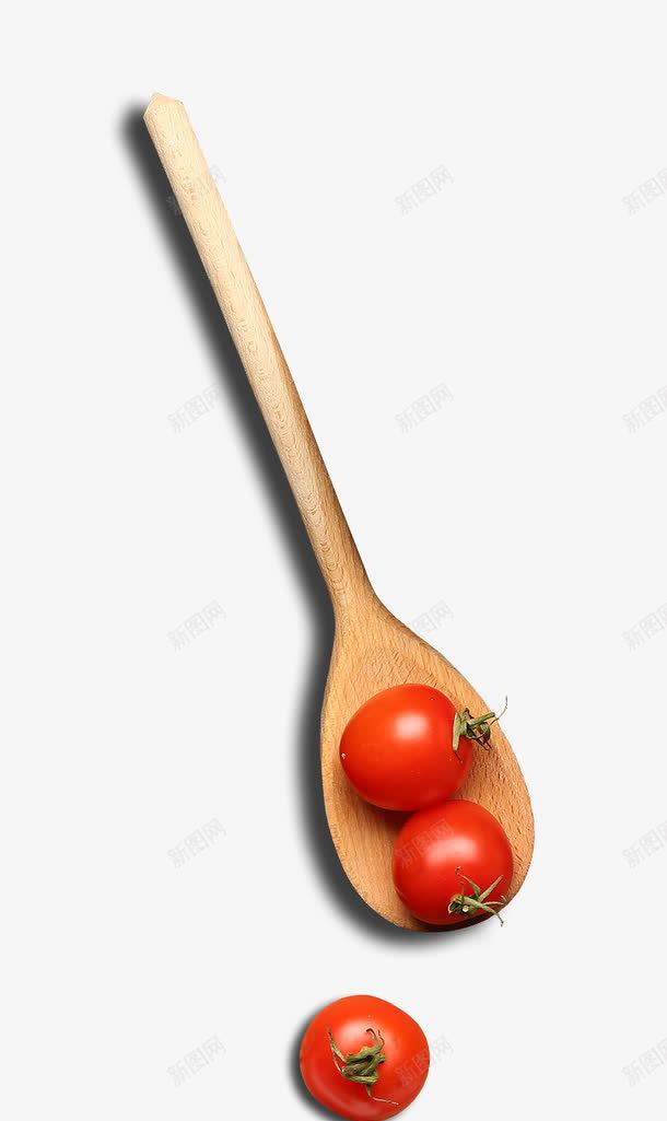 木勺子和圣女果png免抠素材_新图网 https://ixintu.com 小勺子 木勺子和圣女果 西红柿 食物
