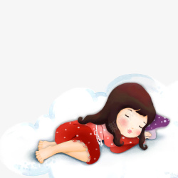 可爱世界睡眠日装饰卡通睡觉的小女孩人物高清图片