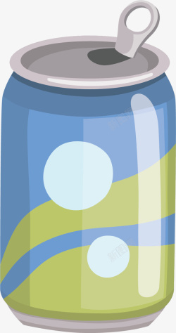 蓝色铁饮料罐水彩啤酒罐子矢量图高清图片