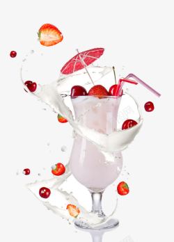 草莓果汁冰沙杯果汁冷饮杯高清图片