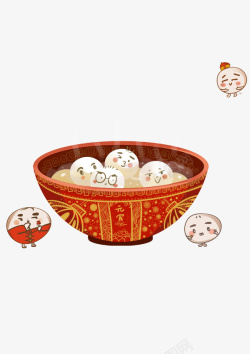 中国传统元宵节可爱卡通手绘汤圆素材