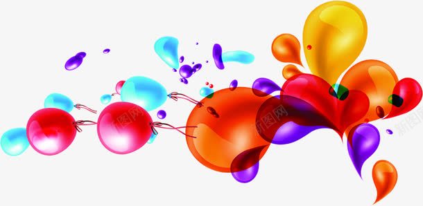 彩色迸发的水滴像气球png免抠素材_新图网 https://ixintu.com 彩色 气球 水滴 迸发