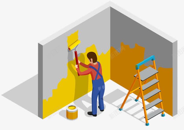 粉刷墙壁png免抠素材_新图网 https://ixintu.com 卡通 卡通粉刷工人 室内装修 粉刷 粉刷匠