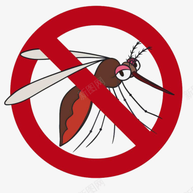 卡通可爱的禁止蚊子传染病毒宣传图标图标