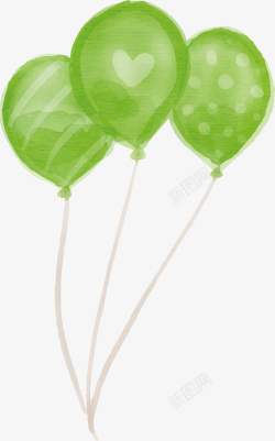 三只绿色气球矢量图素材