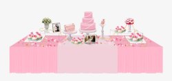 粉色桌台粉色婚礼签到桌高清图片