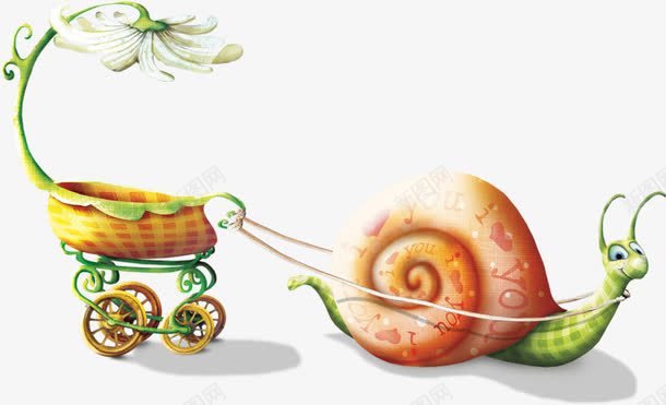 蜗牛拉车png免抠素材_新图网 https://ixintu.com 儿童 卡通 展板 幼儿园 手绘 棕色 海报 蜗牛