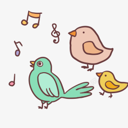 彩绘小鸟卡通唱歌的小鸟矢量图高清图片