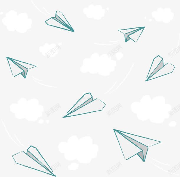 纸飞机白云png免抠素材_新图网 https://ixintu.com 图案 壁画 插画 文化艺术 纸飞机 绘画 绘画书法 装饰画 设计