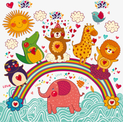 小象免扣元素彩色可爱动物园高清图片