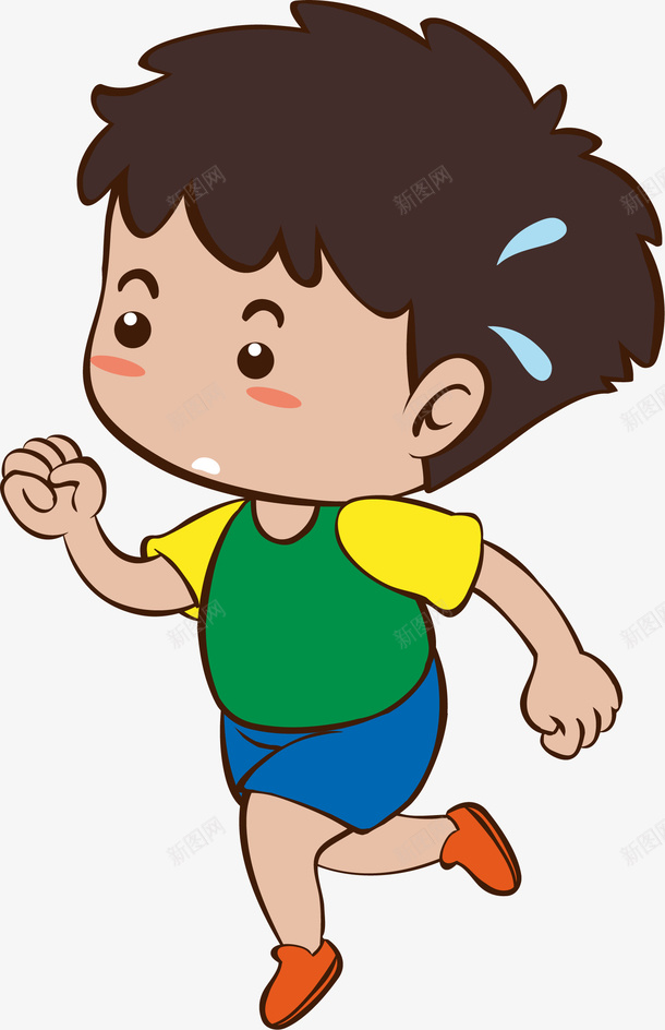 com 人物 儿童 卡通小孩 男孩 矢量图案 跑步 运动