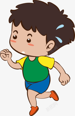 人物主题图案卡通跑步运动的男孩高清图片