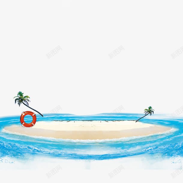 唯美海边沙滩背景png免抠素材_新图网 https://ixintu.com 唯美 大海 植物 椰子树 沙滩 海边 游泳圈 绿色 蓝色