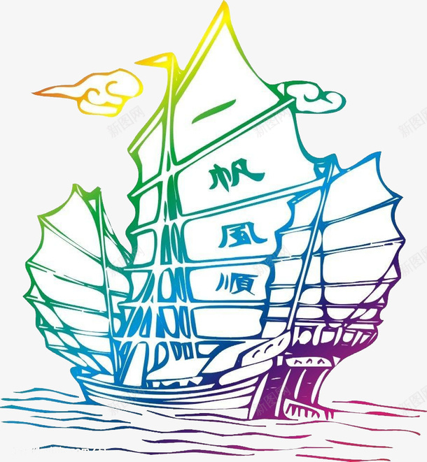 一帆风顺创意png免抠素材_新图网 https://ixintu.com 一帆风顺创意 发光的船 效果图 简笔画