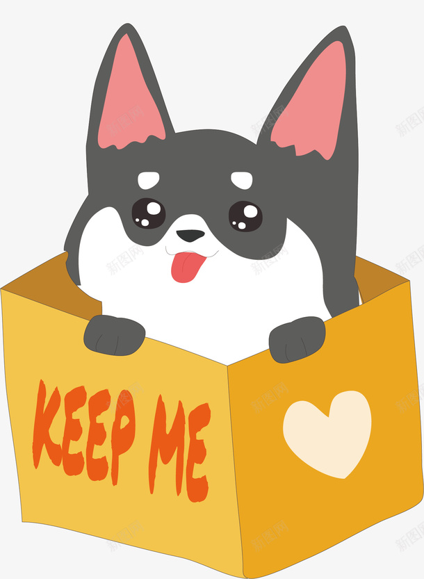 在盒子里求包养的宠物狗png免抠素材_新图网 https://ixintu.com 保养 可爱 呆萌 宠物 小狗 纸盒 英文