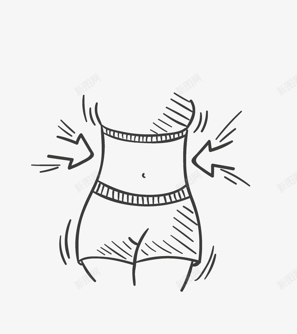 女士身材和箭头图标png_新图网 https://ixintu.com 健身 减肥 女士 手绘图 方向 短裤 箭头 美女腰 锻炼