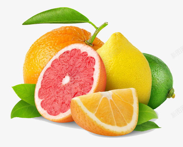 橙子柠檬png免抠素材_新图网 https://ixintu.com 切面 卡通 叶子 柚子 柚子叶子 柠檬 水果 红色的 绿色 黄色