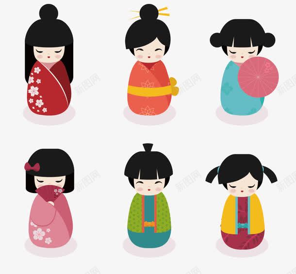 日本民俗娃娃png免抠素材_新图网 https://ixintu.com 和服 娃娃 娃娃花子 日本 日本传统手艺 日本民俗 民俗 矢量娃娃