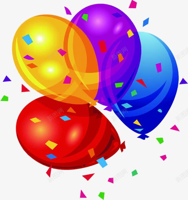 彩色气球彩带纸碎装饰png免抠素材_新图网 https://ixintu.com 彩带 彩色 气球 装饰