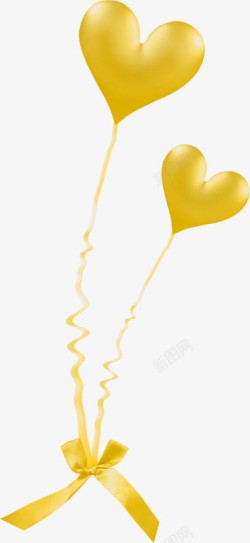 黄色心形气球素材