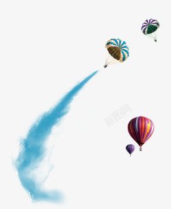 烟图案有蓝色烟的降落伞高清图片
