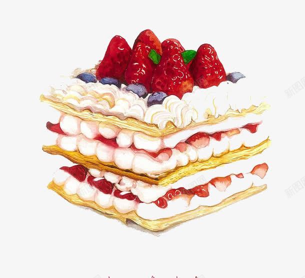 草莓蛋糕png免抠素材_新图网 https://ixintu.com 卡通 手绘 水彩 美食 草莓 蛋糕 装饰 食物