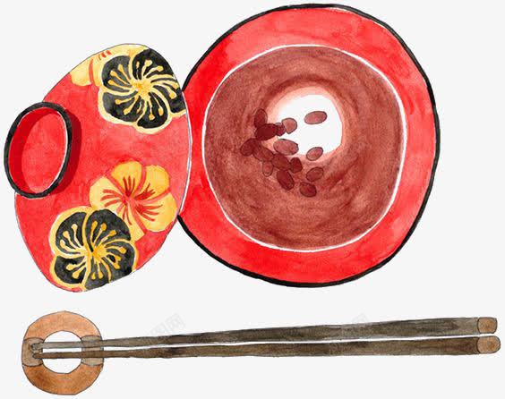 日式美食png免抠素材_新图网 https://ixintu.com 卡通 复古 手绘 插画 日式 筷子 花纹 饭碗