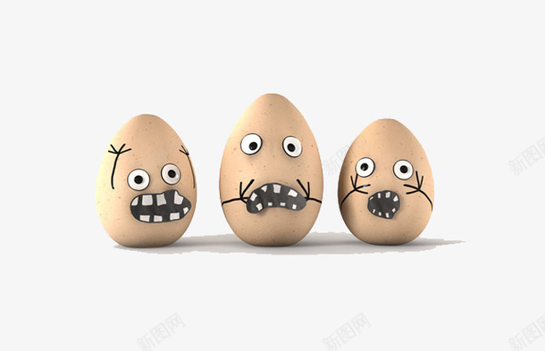 三个吃惊的鸡蛋png免抠素材_新图网 https://ixintu.com 吃惊的表情 害怕 恐惧 惊吓 惊恐的表情 惧怕 目瞪口呆 食物 鸡蛋