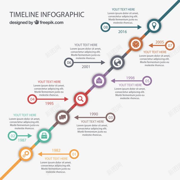 丰富多彩的时间轴图表png免抠素材_新图网 https://ixintu.com AI 图 图形 图表 图表模板 时间 模板 白色 线路 色彩鲜艳