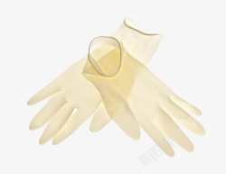黄色半透明的塑胶手套实物素材