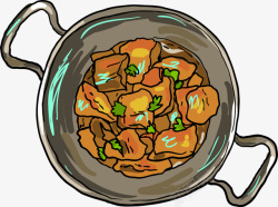青椒回锅肉卡通手绘素材