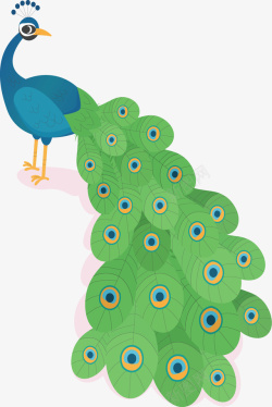 美丽的孔雀美丽绿色尾巴孔雀矢量图高清图片
